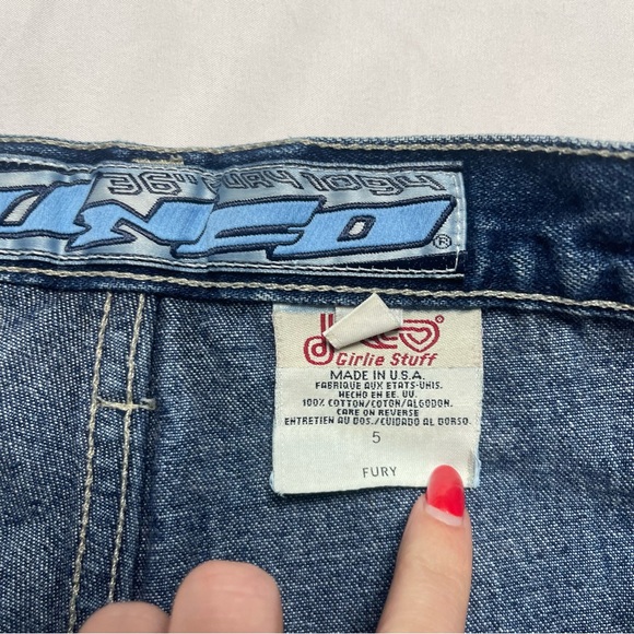 JNCO Girlie Stuff Fury Wide Leg Flare Vintage 90s Y2K Sweatpants Panel Jeans 5 - Picture 6 of 9